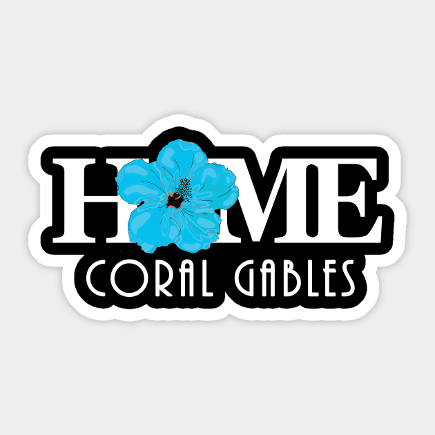 HOME Coral Gables Blue Hibiscus Sticker by HomeBornLoveFlorida